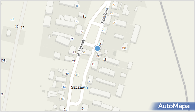 Szczawin, Koralowa, 15, mapa Szczawin