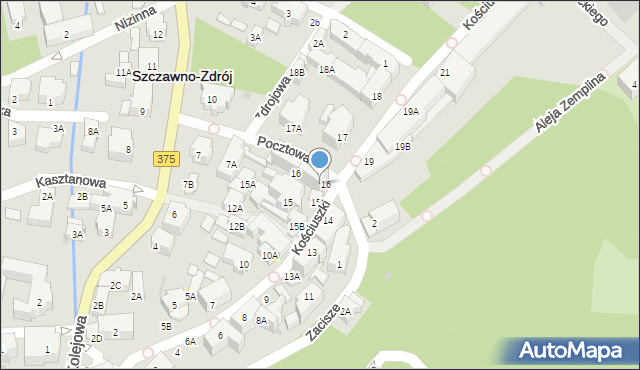 Szczawno-Zdrój, Kościuszki Tadeusza, gen., 16A, mapa Szczawno-Zdrój