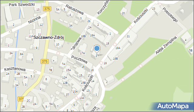 Szczawno-Zdrój, Kościuszki Tadeusza, gen., 17, mapa Szczawno-Zdrój