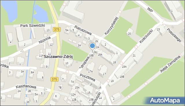 Szczawno-Zdrój, Kościuszki Tadeusza, gen., 18C, mapa Szczawno-Zdrój