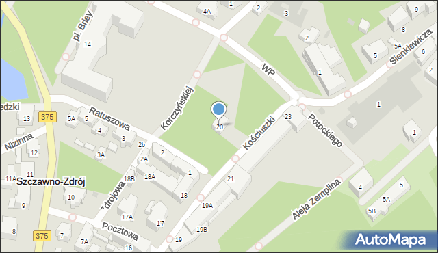 Szczawno-Zdrój, Kościuszki Tadeusza, gen., 20, mapa Szczawno-Zdrój