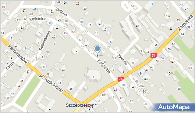 Szczebrzeszyn, Kościelna, 8, mapa Szczebrzeszyn