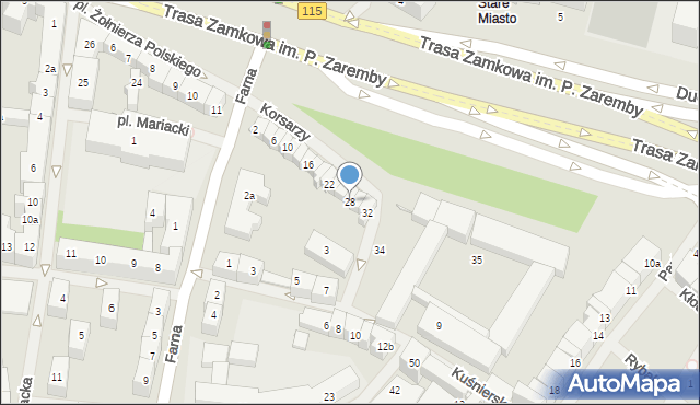 Szczecin, Korsarzy, 28, mapa Szczecina