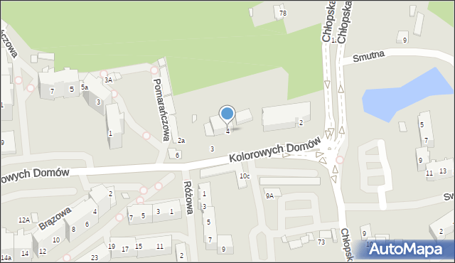 Szczecin, Kolorowych Domów, 4, mapa Szczecina