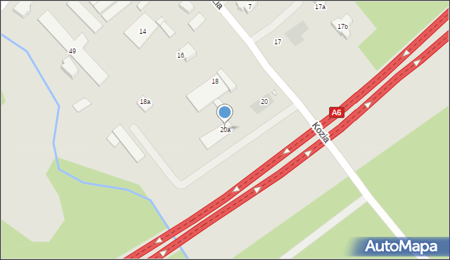 Szczecin, Kozia, 20a, mapa Szczecina