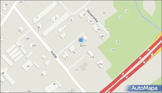 Szczecin, Kozia, 7b, mapa Szczecina