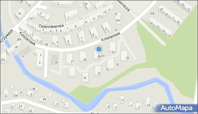 Szczecin, Koszarowa, 25, mapa Szczecina