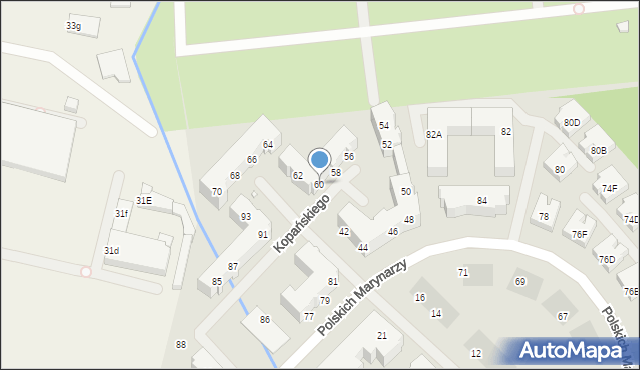 Szczecin, Kopańskiego Stanisława, gen., 60, mapa Szczecina