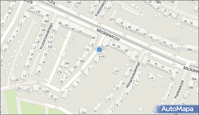 Szczecin, Kozierowskiego Stanisława, ks., 1, mapa Szczecina