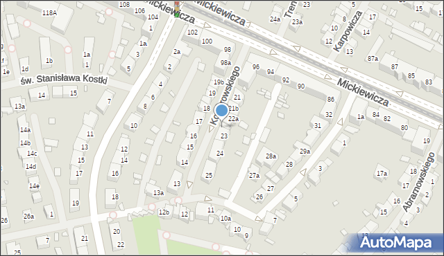 Szczecin, Kozierowskiego Stanisława, ks., 22c, mapa Szczecina