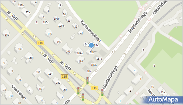 Szczecin, Kochanowskiego Jana, 24b, mapa Szczecina