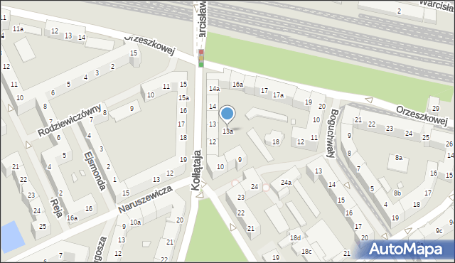 Szczecin, Kołłątaja Hugo, 13a, mapa Szczecina