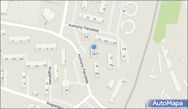 Szczecin, Komuny Paryskiej, 32b, mapa Szczecina