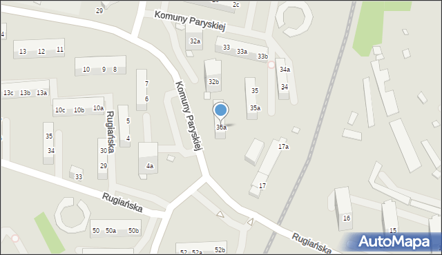 Szczecin, Komuny Paryskiej, 36a, mapa Szczecina