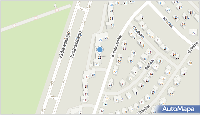 Szczecin, Kormoranów, 23, mapa Szczecina