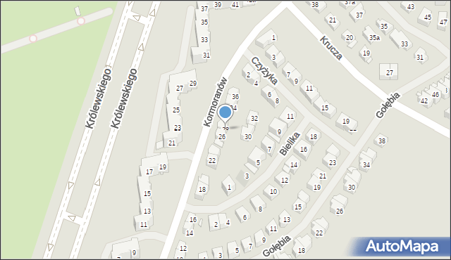 Szczecin, Kormoranów, 28, mapa Szczecina