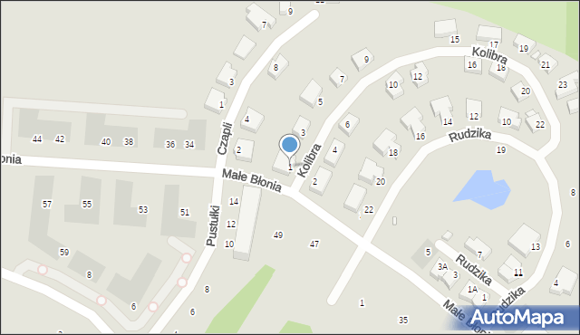 Szczecin, Kolibra, 1, mapa Szczecina