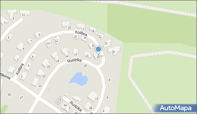 Szczecin, Kolibra, 22, mapa Szczecina