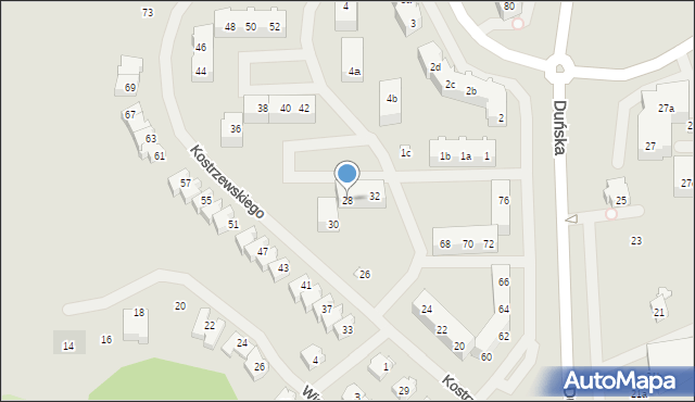 Szczecin, Kostrzewskiego Józefa, 28, mapa Szczecina