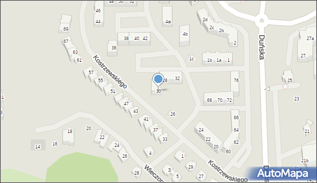 Szczecin, Kostrzewskiego Józefa, 30, mapa Szczecina