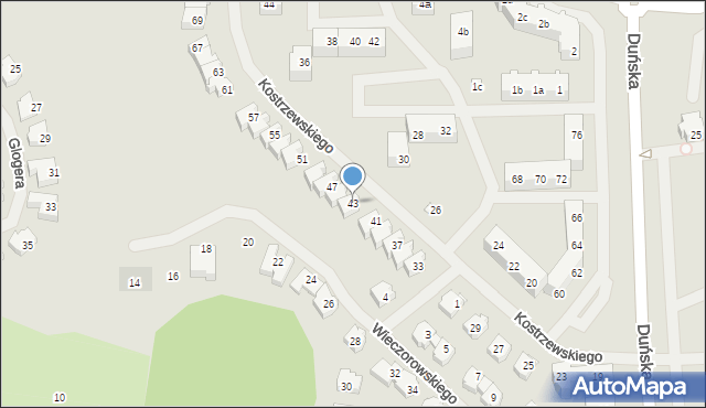 Szczecin, Kostrzewskiego Józefa, 43, mapa Szczecina