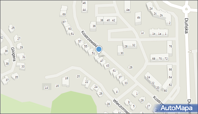 Szczecin, Kostrzewskiego Józefa, 49, mapa Szczecina