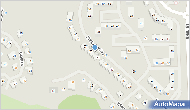 Szczecin, Kostrzewskiego Józefa, 53, mapa Szczecina