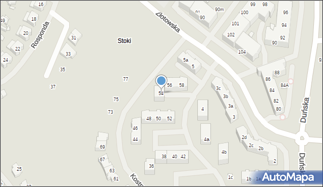 Szczecin, Kostrzewskiego Józefa, 54, mapa Szczecina