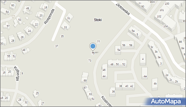 Szczecin, Kostrzewskiego Józefa, 75, mapa Szczecina