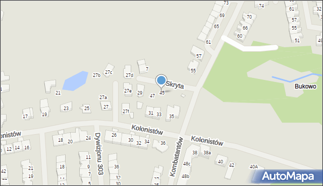 Szczecin, Kombatantów, 45, mapa Szczecina