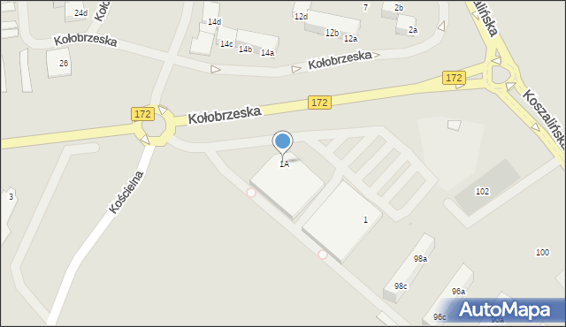 Szczecinek, Kołobrzeska, 1A, mapa Szczecinek