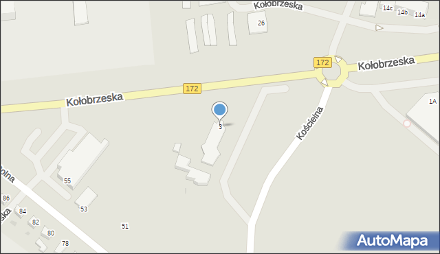Szczecinek, Kołobrzeska, 3, mapa Szczecinek
