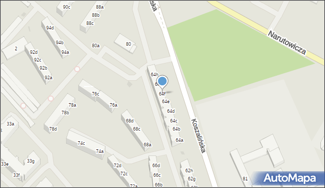 Szczecinek, Koszalińska, 64f, mapa Szczecinek