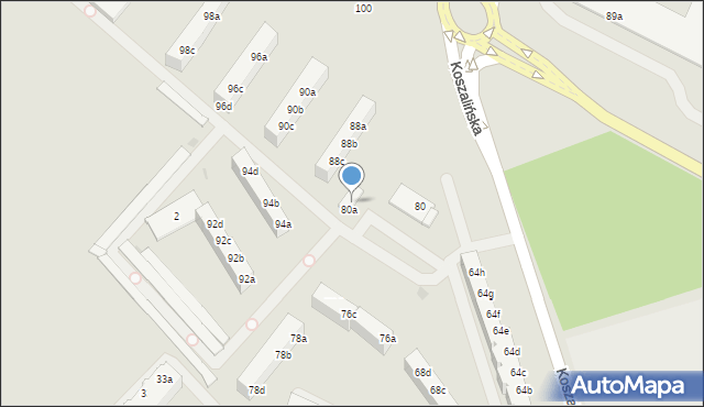 Szczecinek, Koszalińska, 80b, mapa Szczecinek