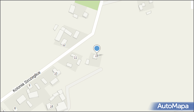 Szczeglice, Kolonia Szczeglice, 13, mapa Szczeglice