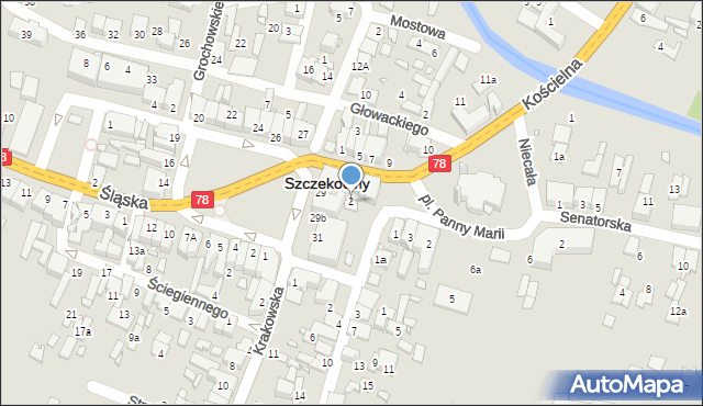 Szczekociny, Kościelna, 2, mapa Szczekociny