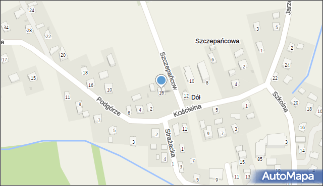 Szczepańcowa, Kościelna, 16, mapa Szczepańcowa