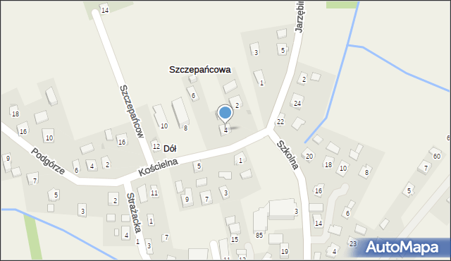 Szczepańcowa, Kościelna, 4, mapa Szczepańcowa