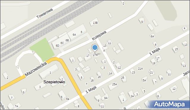 Szepietowo, Kolejowa, 17A, mapa Szepietowo