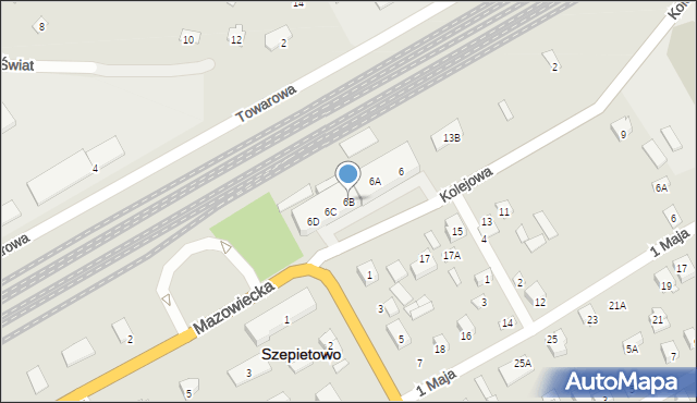 Szepietowo, Kolejowa, 6B, mapa Szepietowo