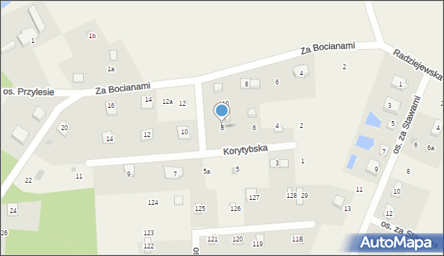 Szteklin, Korytybska, 8, mapa Szteklin