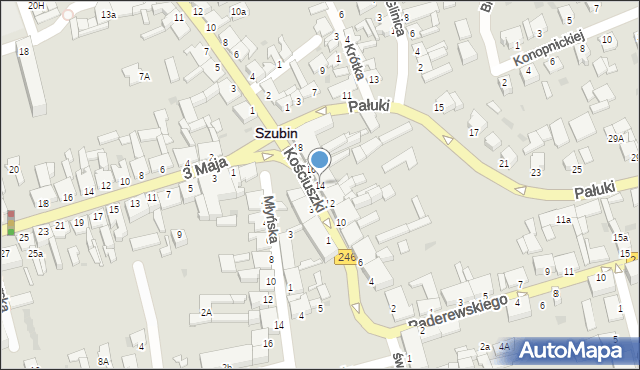 Szubin, Kościuszki Tadeusza, gen., 14, mapa Szubin