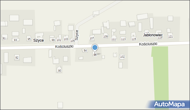 Szyce, Kościuszki Tadeusza, gen., 96, mapa Szyce