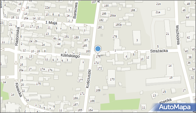 Szydłowiec, Kościuszki Tadeusza, gen., 176, mapa Szydłowiec