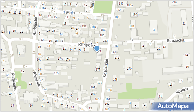 Szydłowiec, Kościuszki Tadeusza, gen., 181, mapa Szydłowiec