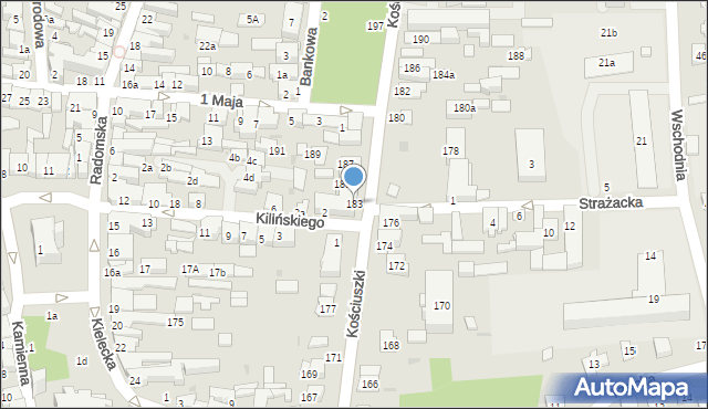 Szydłowiec, Kościuszki Tadeusza, gen., 183, mapa Szydłowiec