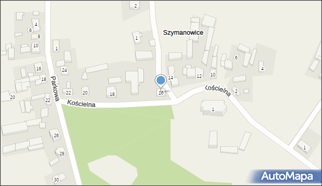 Szymanowice, Kościelna, 16, mapa Szymanowice