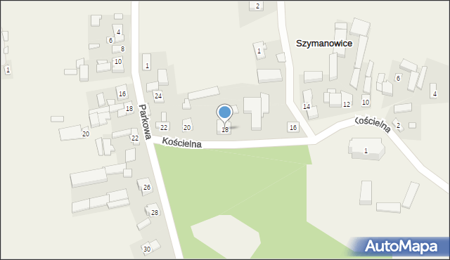 Szymanowice, Kościelna, 18, mapa Szymanowice