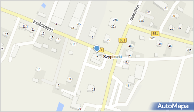 Szypliszki, Kościuszki Tadeusza, gen., 1, mapa Szypliszki