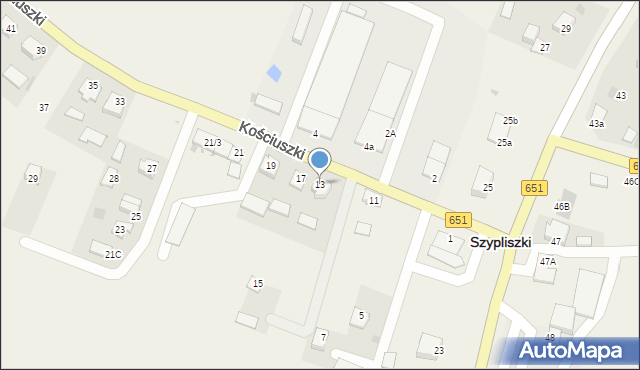 Szypliszki, Kościuszki Tadeusza, gen., 13, mapa Szypliszki